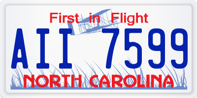 NC license plate AII7599