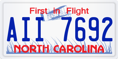 NC license plate AII7692