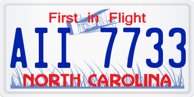 NC license plate AII7733