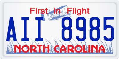NC license plate AII8985