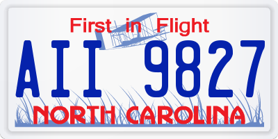 NC license plate AII9827