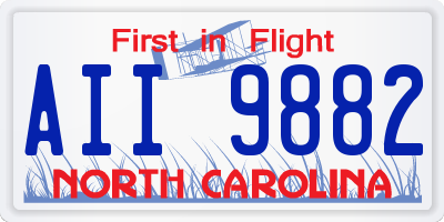 NC license plate AII9882