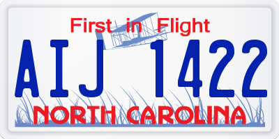 NC license plate AIJ1422