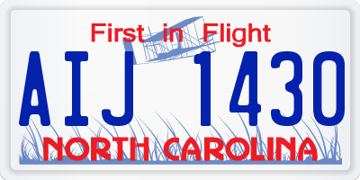 NC license plate AIJ1430