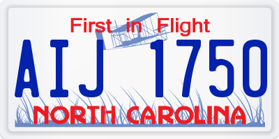 NC license plate AIJ1750