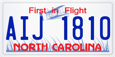 NC license plate AIJ1810