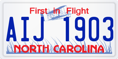 NC license plate AIJ1903