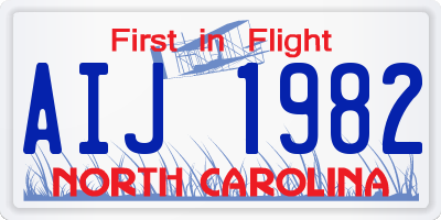 NC license plate AIJ1982