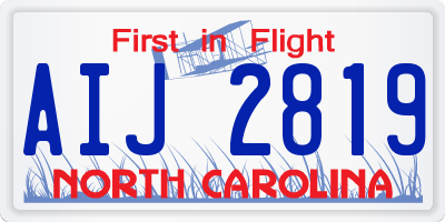 NC license plate AIJ2819