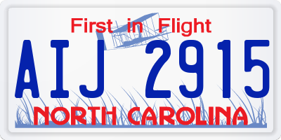 NC license plate AIJ2915