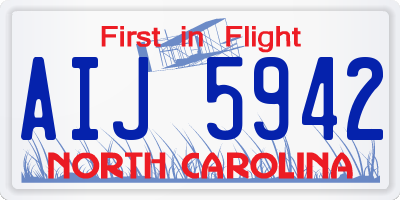 NC license plate AIJ5942