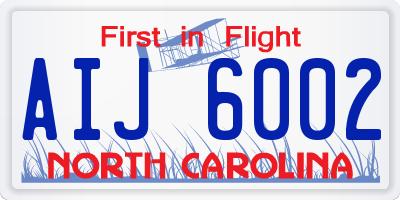 NC license plate AIJ6002