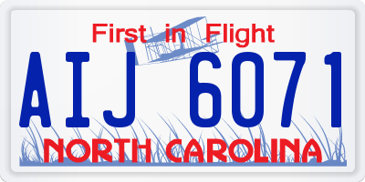 NC license plate AIJ6071