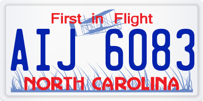 NC license plate AIJ6083