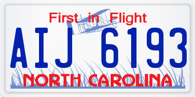 NC license plate AIJ6193