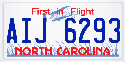 NC license plate AIJ6293