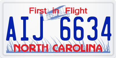 NC license plate AIJ6634