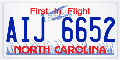 NC license plate AIJ6652