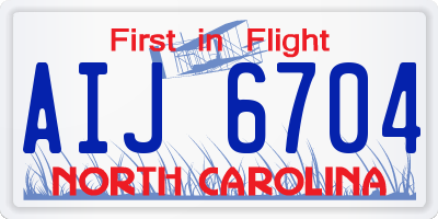 NC license plate AIJ6704