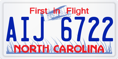 NC license plate AIJ6722
