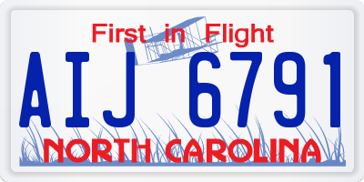 NC license plate AIJ6791