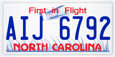 NC license plate AIJ6792