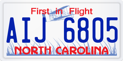 NC license plate AIJ6805