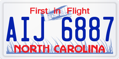 NC license plate AIJ6887