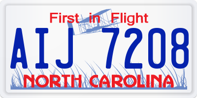 NC license plate AIJ7208
