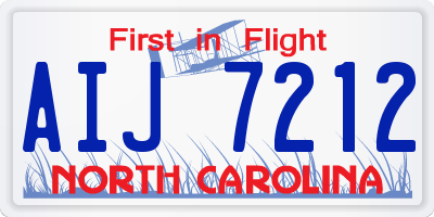 NC license plate AIJ7212