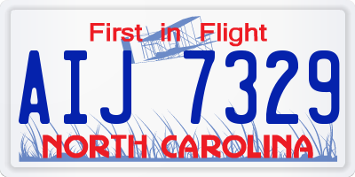 NC license plate AIJ7329