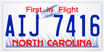 NC license plate AIJ7416