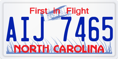 NC license plate AIJ7465