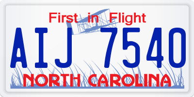 NC license plate AIJ7540