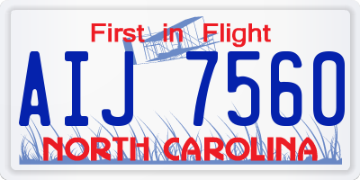 NC license plate AIJ7560