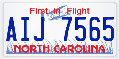 NC license plate AIJ7565