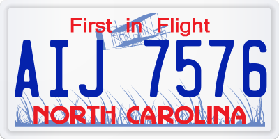 NC license plate AIJ7576