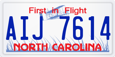 NC license plate AIJ7614