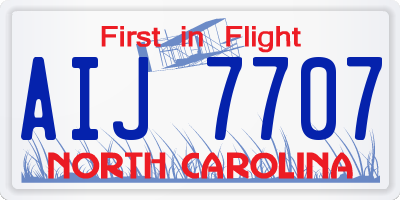 NC license plate AIJ7707