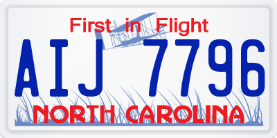 NC license plate AIJ7796