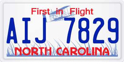 NC license plate AIJ7829
