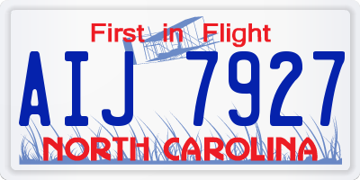 NC license plate AIJ7927