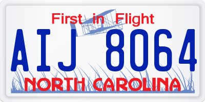 NC license plate AIJ8064