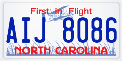 NC license plate AIJ8086
