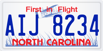 NC license plate AIJ8234