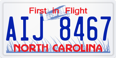 NC license plate AIJ8467