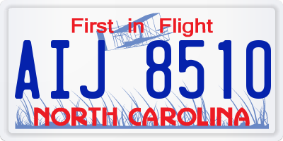 NC license plate AIJ8510