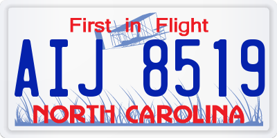 NC license plate AIJ8519
