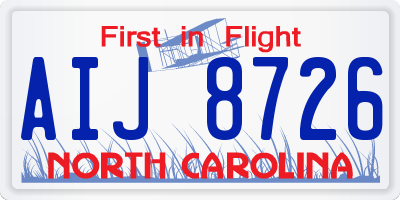 NC license plate AIJ8726