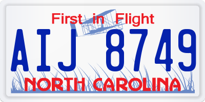 NC license plate AIJ8749